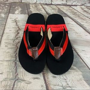 LouLuen Black Red Thong Sandal Size 37 US Sz 6 NWOT